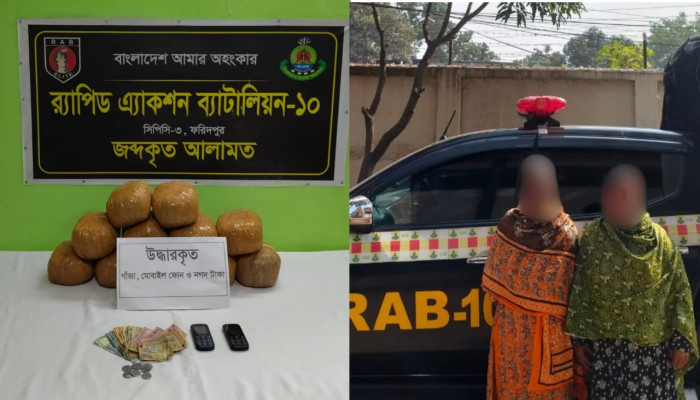 আনুমানিক ০৩ লক্ষ ৩০ হাজার টাকা মূল্যের ১১ কেজি গাঁজাসহ ০২ জন মাদক ব্যবসায়ীকে গ্রেফতার করেছে র‌্যাব-১০