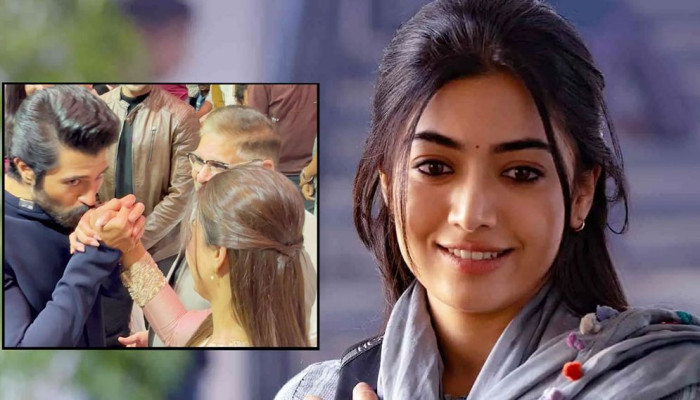 প্রেমিকা রাশমিকার হাতে চুমু খেলেন বিজয়