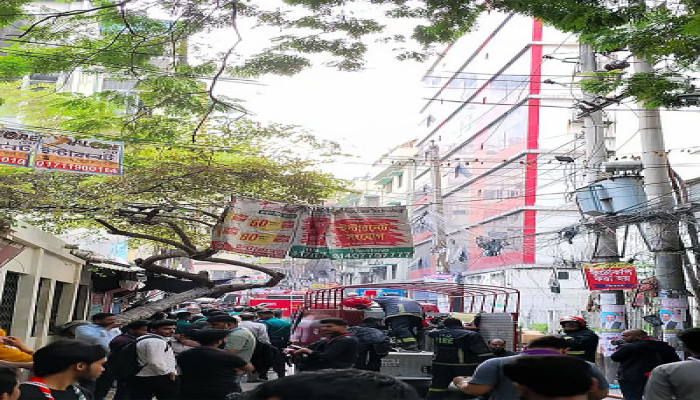 রাজধানীর সেগুনবাগিচায় বহুতল ভবনে আগুন